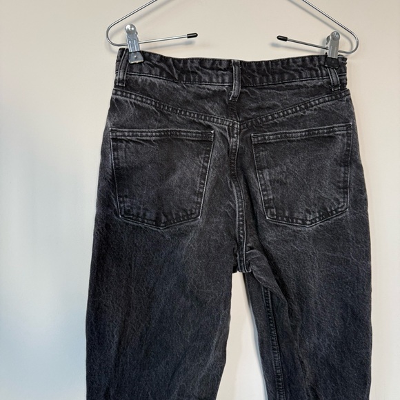 Zara Black Distressed Ripped Knee High Waisted Wide Leg Jeans Cuffed Denim - Picture 12 of 16